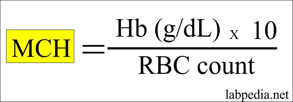 MCH calculation formula MCH calculation formula