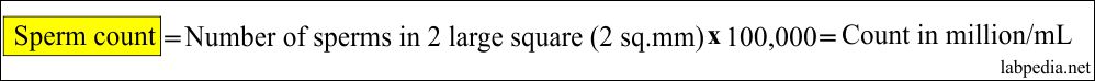 Formula to calculate the sperm count Formula to calculate the sperm count